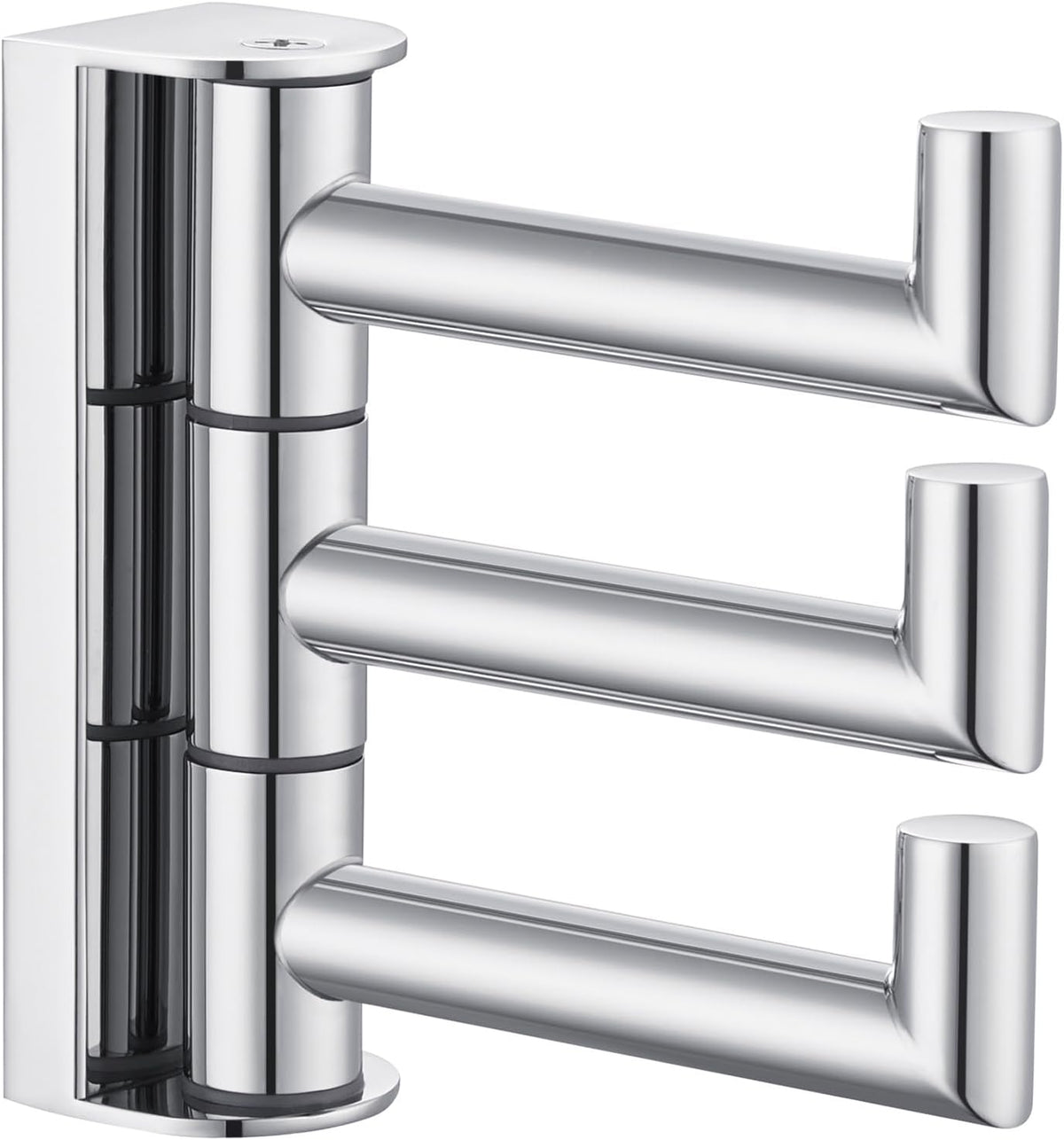 Suyar Bathroom Towel Hook Polished Chrome, SUS 304 Stainless Steel Swivel Robe Hook with 3 Arms, Towel Hanger Wall Mounted