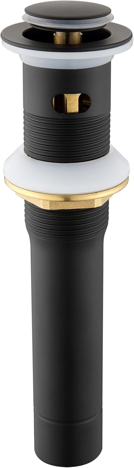 Pop up Sink Drain Stopper for Bathroom Vessel Vanity Sink Art Basin Matte Black, Small Cap with Overflow, Metal Pop-up Drain Strainer with Detachable Basket Stopper