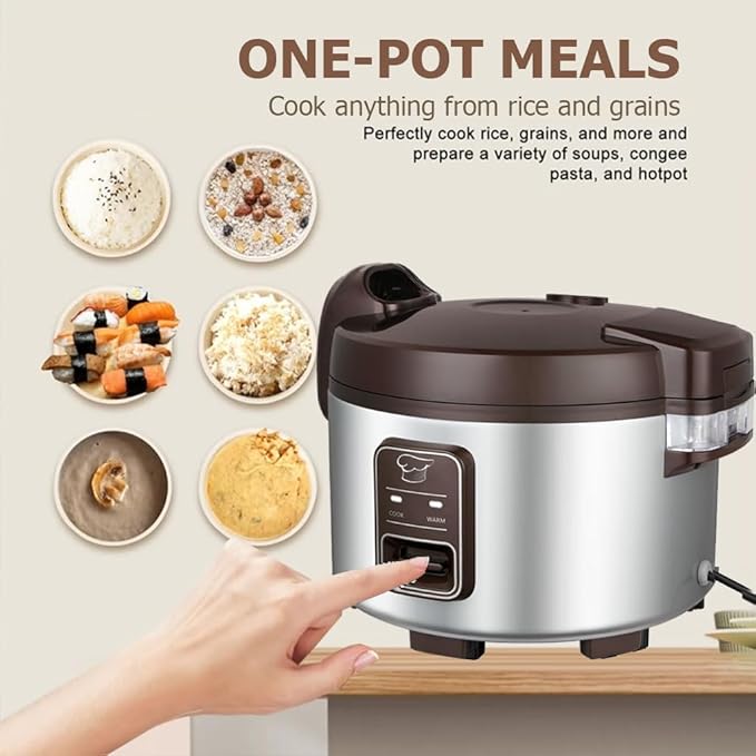 15.8QT Large Commercial rice cooker 84 cups cooked / 32 cups uncooked rice Commercial Electiric Rice Warmer for 60-70 people, with One-Touch Operation