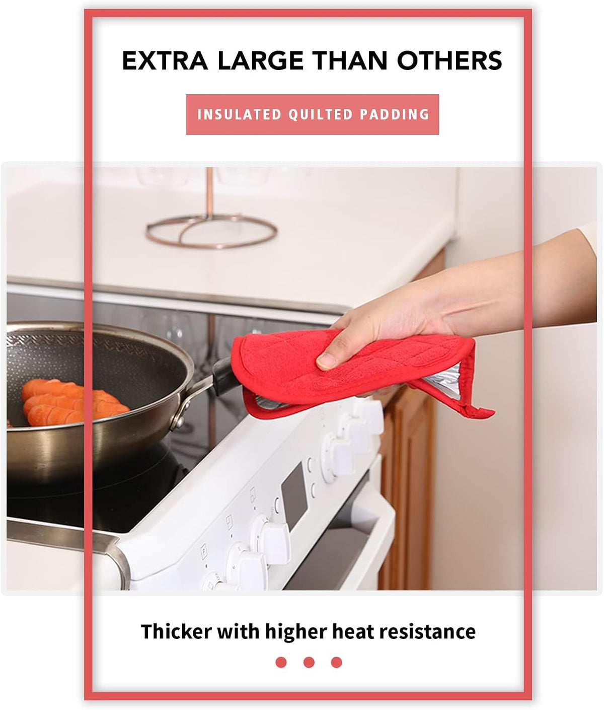 Joyhalo 6 Pack Pot Holders for Kitchen,Cotton Oven Holder with Great Heat Resistance,Non Slip Hot Pads for Kitchen Clearance,Red