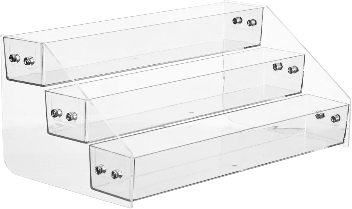 Acrylic Spice Rack, Tiered Spice Rack Shelf Seasoning Organizer for Countertop, Cabinet, Pantry, Kitchen Storage - 3 Tier