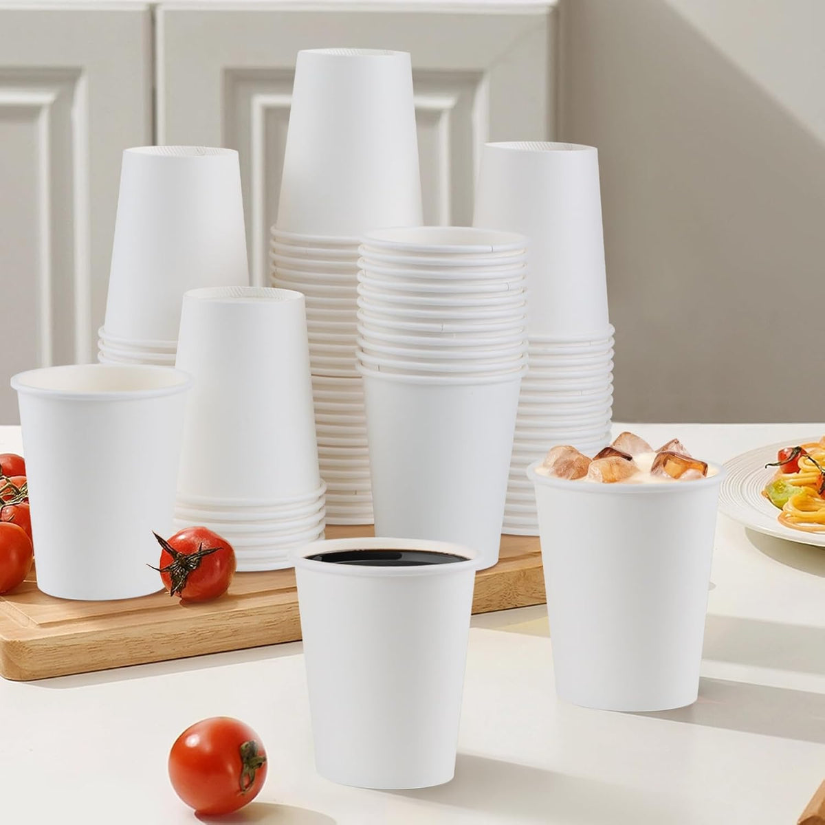 Lamosi 100 Pack 12 oz Paper Cups, Disposable Paper Coffee Cups 12oz, Hot/Cold Beverage Drinking Cups for Water Juice or Tea, Perfect for Office Party Home Travel