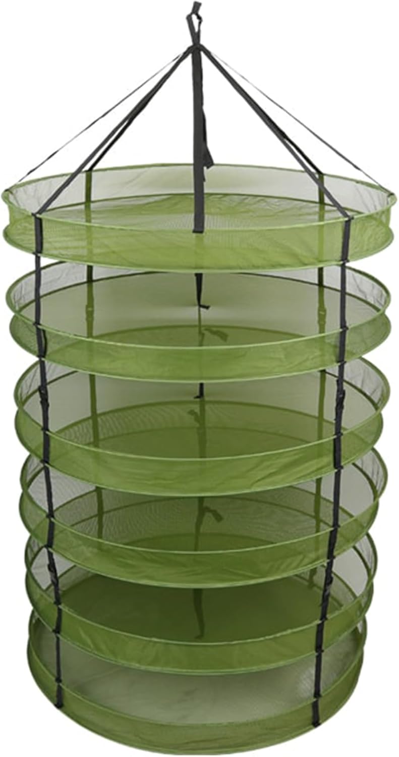 Grow1 3ft Drying Rack with Clip-On Levels Collapsible Mesh Herb and Flower Hanging Dryer with Removable Layers and Carrying Case