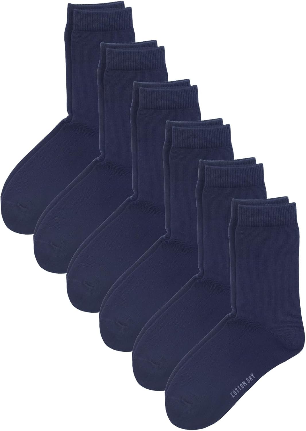 COTTON DAY Unisex Little Kids Youth Boys Girls Soft Cotton Crew Dress Socks Seamless Toe Black White Gray Navy 6 Pack
