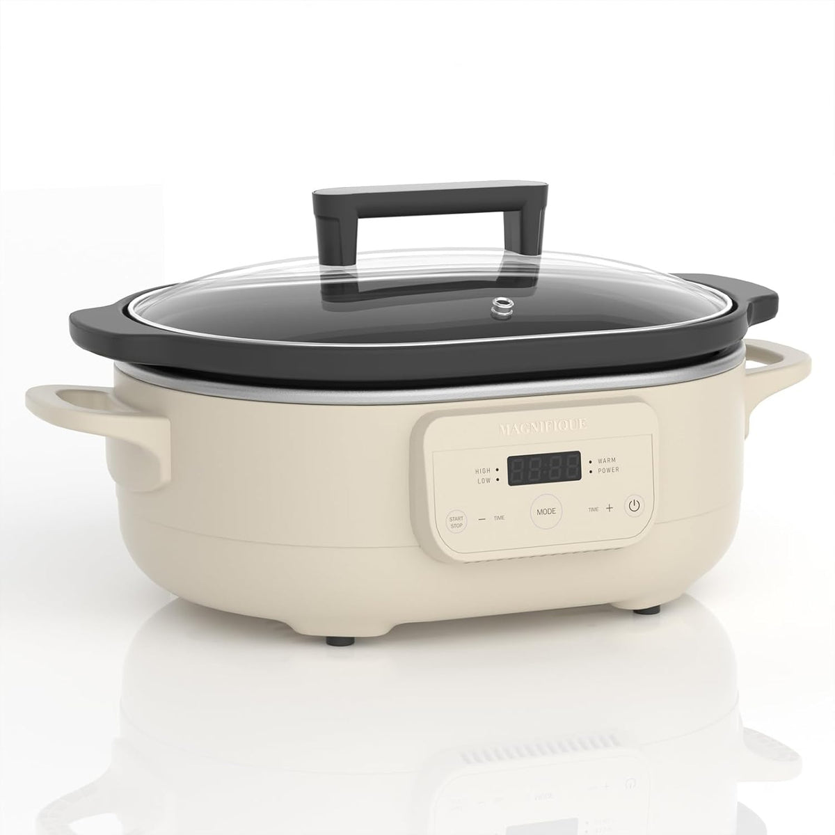 MAGNIFIQUE 6 Quart Programmable Slow Cooker Removable Healthy Nonstick Pot - Small Kitchen Appliance for Family Dinners - Serves 6+ People - Heat Settings: Keep Warm Oatmeal
