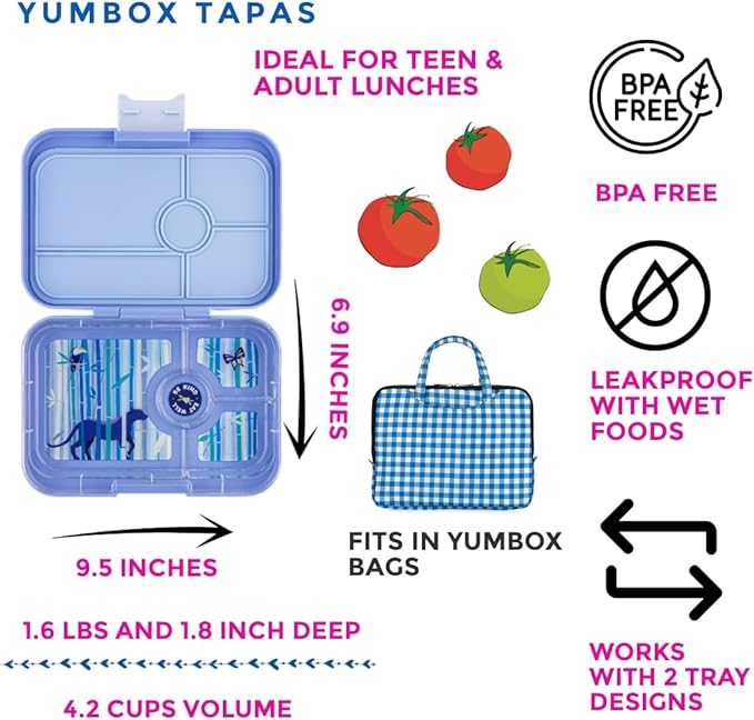 Yumbox Tapas Leakproof Bento Lunch Box Container (Hazy Grey Panther)