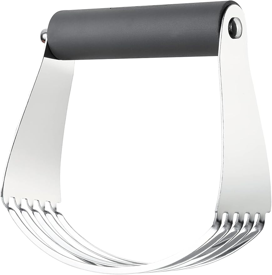 Spring Chef Large Gray Dough Blender For Baking, Heavy Duty Dough Cutter Tool, Stainless Steel Manual Pastry Cutter Tool with Sharp Blades, Dishwasher Safe Pastry Blender for Easy Mixing