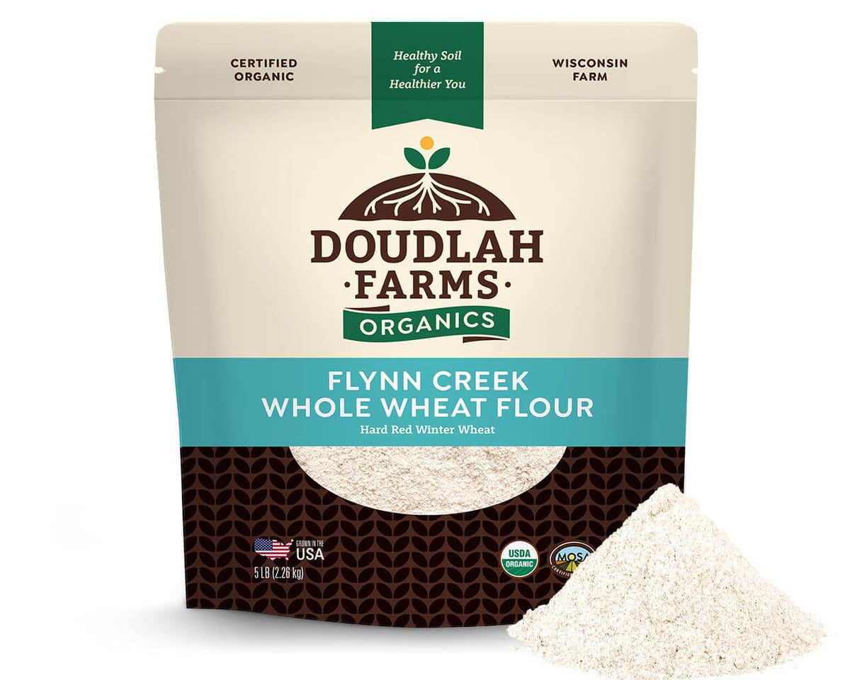 Organic Whole Wheat Flour 5 lb - Non-GMO, Pesticide-Free, Regenerative Organic Certified for Baking Bread, Pizza, Pasta, & More by Doudlah Farms