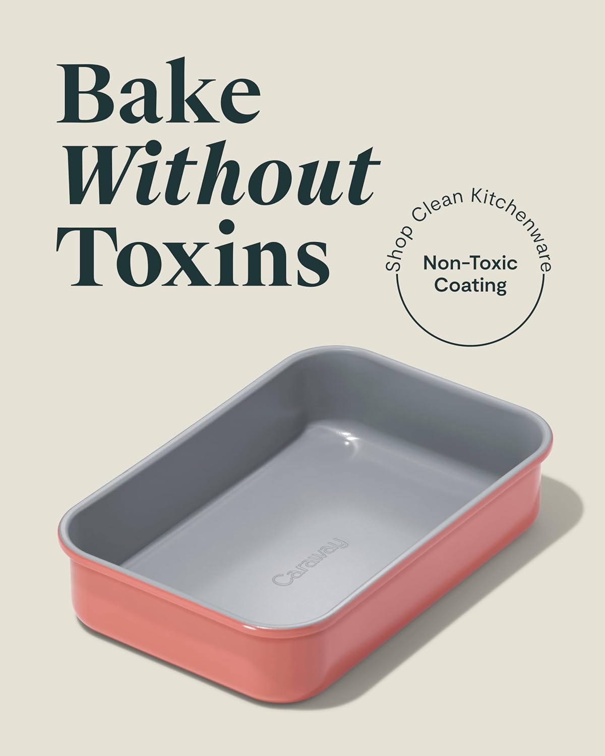Caraway Nonstick 9” x 6.5” Small Rectangle Baking Pan – Non-Toxic, PTFE & PFOA Free – Aluminized Steel Core – Deep Ceramic Baking Pan for Casseroles, Lasagna & More - Perracotta