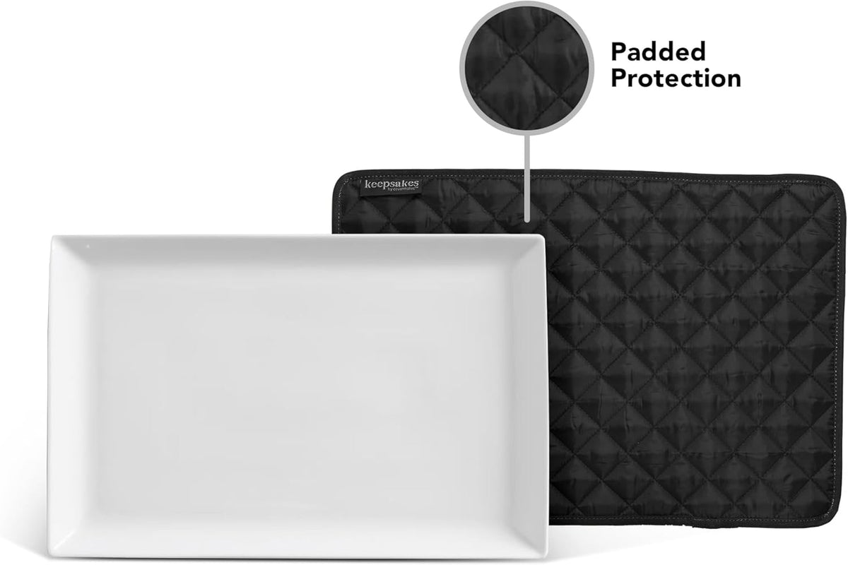 Covermates Keepsakes - Quilted Divider Set - Set of 4 - Scratch & Breakage Protection - Stain Resistant - Machine Washable - China Storage, Black
