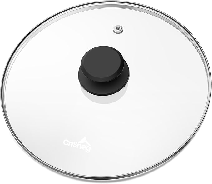 Tempered Glass Lids for Pots and Pans, Cast Iron Skillet Lid 10.5 Inch, Round Frying Pan Lid, Replacement Pan Cover, Crock Pot Lid with Stainless Steel Rim, Dishwasher Safe, Cookware Pot Covers