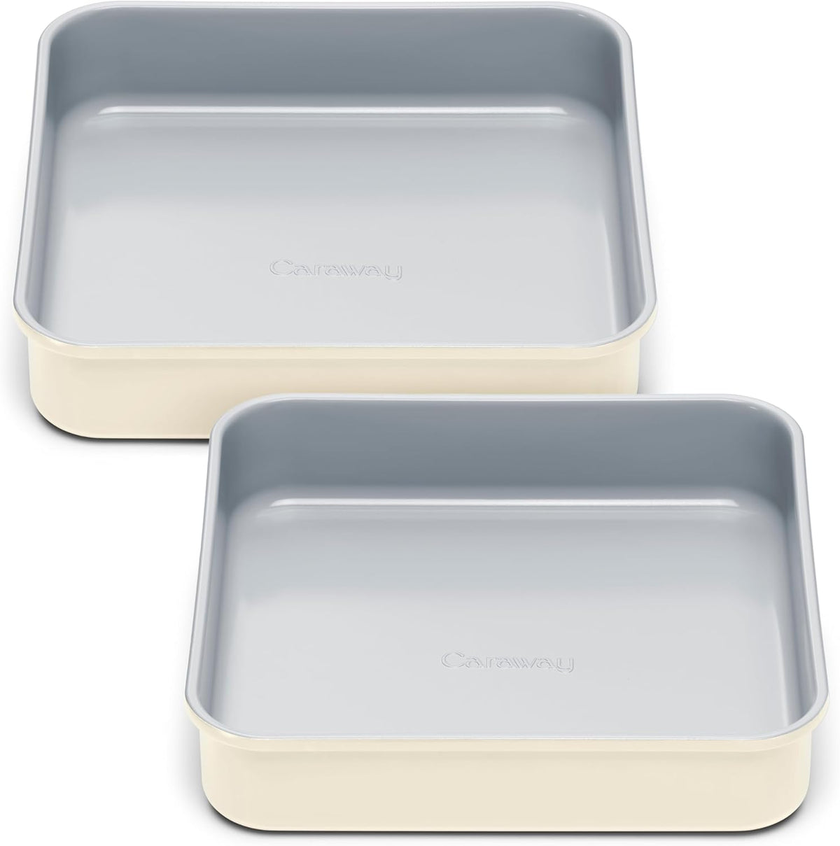 Caraway 9” Square Pan Duo - Non-Stick Ceramic Coating - Free From Forever Chemicals - Cake Pan Perfect for Brownies, Lemon Bars, & More - Cream