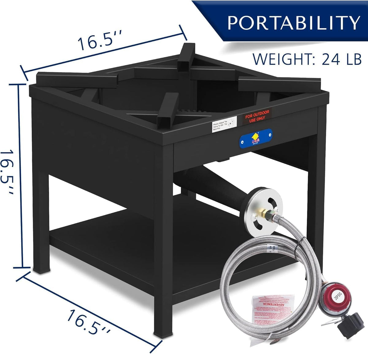 ARC 52QT Seafood Boiling Kit, 200,000BTU Propane Burner And Stainless Steel Crawfish Boil Pot w/Basket and Steamer Rack, For Outdoors Cooking and Steaming, Large Turkey Fryer, Lobster Shrimp Pot
