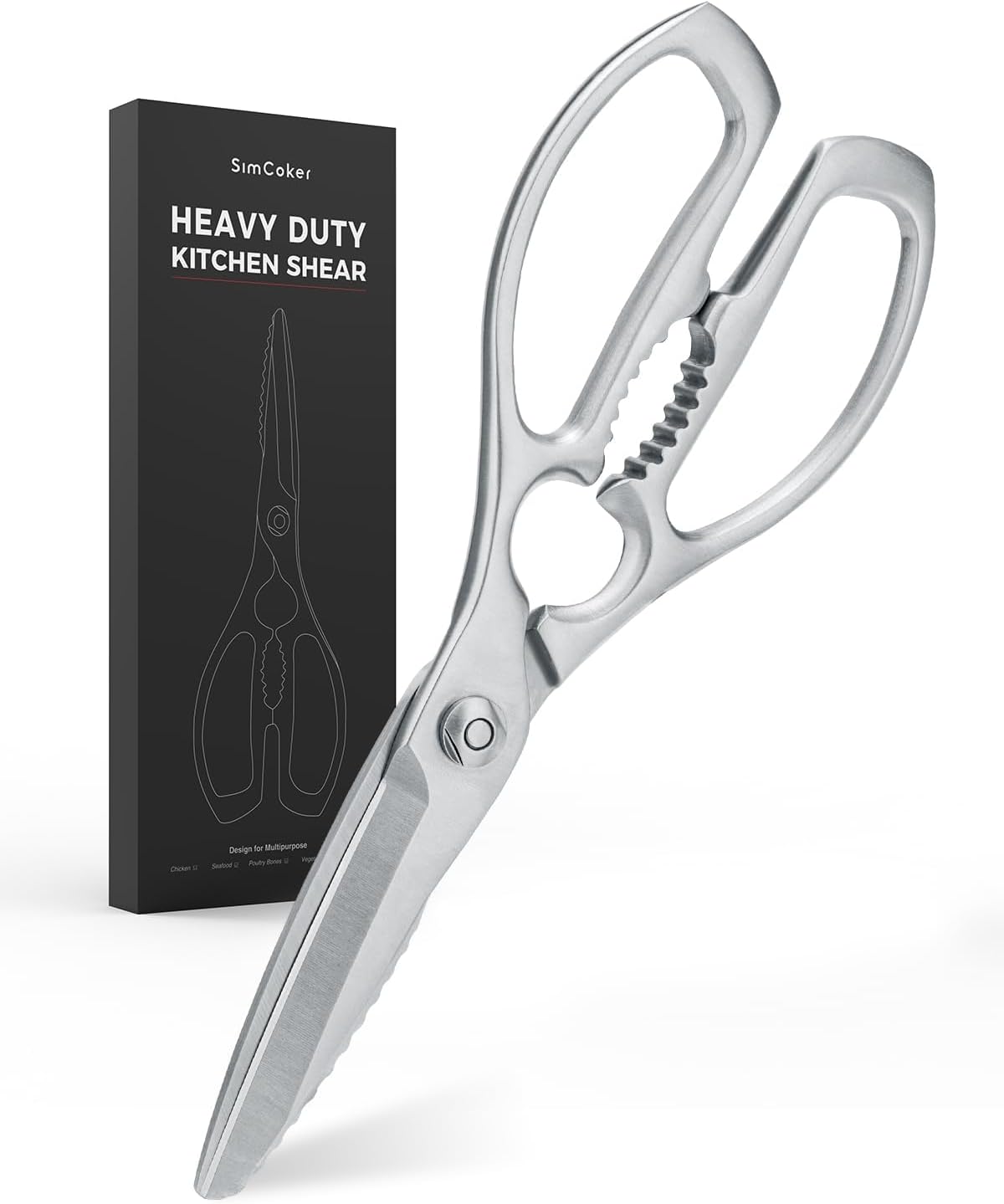 Kitchen Shears – Heavy-Duty Kitchen Scissors for Food | Ideal for Meat, Poultry & Vegetables | 3Cr14 Stainless Steel | Forged for Strength | Dishwasher Safe