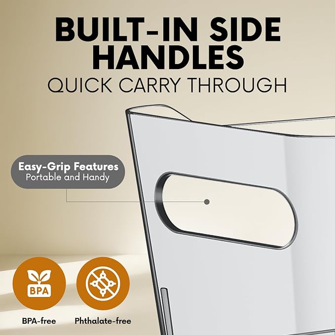 Clear Plastic Storage Bins for Kitchen Organization or Pantry Organizers and Storage, Freezer Fridge Organizer Storage Containers Bin for Organizing Refrigerator Medicine Closet Cabinet Organizers