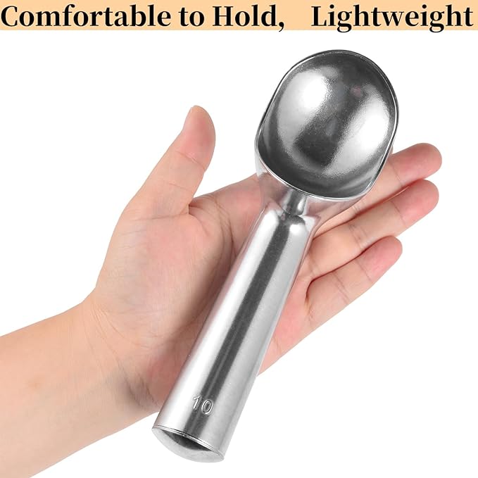 Aluminum Ice Cream Scoop, Large Ice Cream Scooper, Silver, Comfortable to Hold, Lightweight