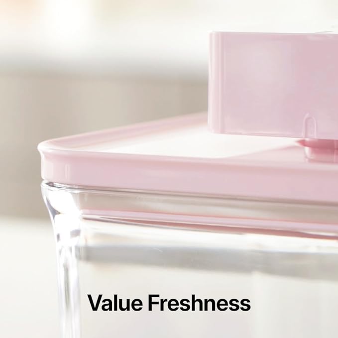 VAKUEN Premium Airtight Food Storage Containers ROSE Pink Lid, 1.0L(1.06qt) x2pcs Container. Patented Double Silicone Lining, 100% Leak Proof, BPA-FREE