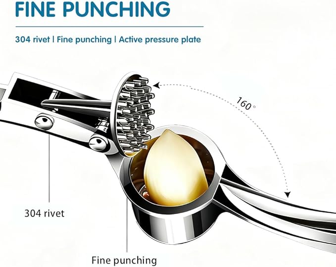1 Pack Garlic Press, Heavy-Duty Rust-Resistant Garlic Mincer & Crusher with Ergonomic Handle, Easy Squeeze, Easy Clean, Dishwasher Safe
