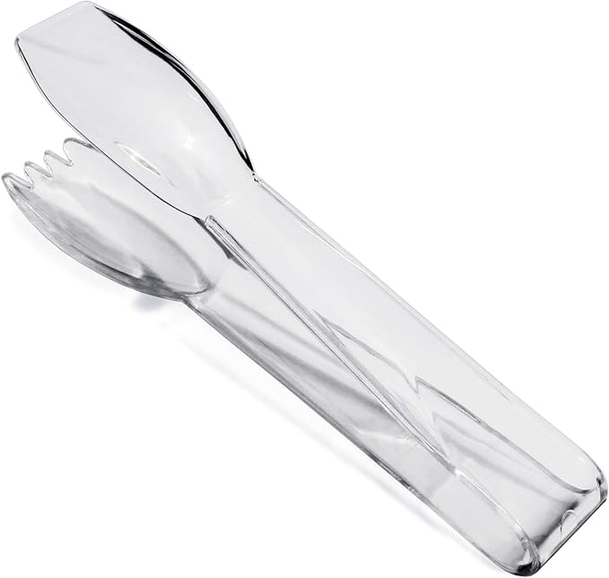 New Star Foodservice 35582 High Heat Plastic, Straight Edge Utility Tong, 6", Clear, Set of 12