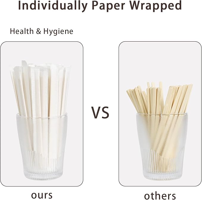1000Pcs Bamboo Coffee Stirrers Individually Wrapped – Coffee Stir Sticks 5.5 Inch, Stir Sticks For Coffee Bar, Disposable Stir Sticks for Coffee and Cocktail