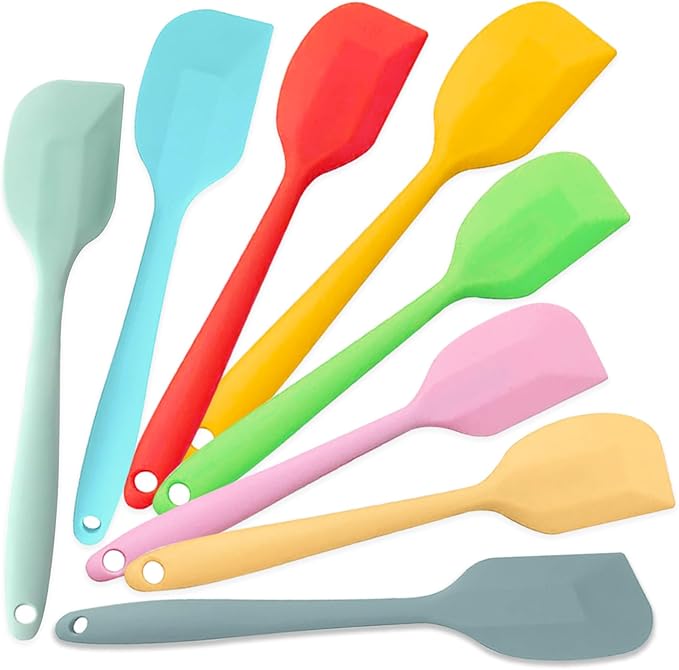 Silicone Spatula,8-pack Spatula Set,11 inch Heat Resistant Non Stick cookware with Stainless Steel for Baking,Cooking,Mixing,Flipping,BPA Free,Dishwasher Safe (11inch Mixed color)