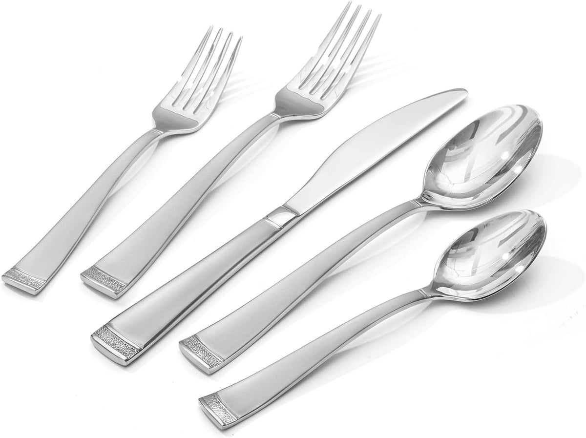 KINGSTONE Silverware Set, 20-Piece Flatware Set for 4, 18/10 Stainless Steel Cutlery Set with Bead Edge, Utensil for Kitchen, Home, Party, Wedding, Mirror Polished, Dishwasher Safe, Featured Gifts