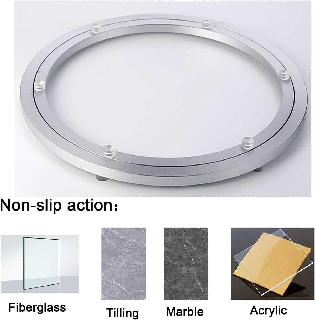Lazy Susan Hardware Aluminum Rotating Turntable Bearings Swivel Plate Bearing for Dining-Table and Workbench (14 Inchs) …
