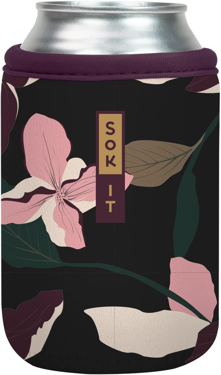 Sok It CanSok Sleeve for Beer & Soda Insulated Neoprene Cover (Modern Floral, 12oz Can Sleeve)
