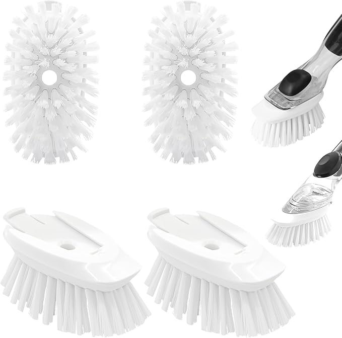 Dish Brush Refill, 4 Pack Dish Brush Replacement Head for OXO Dish Brush, Brush Dispenser Refill Fits Soap Dispensing Handle