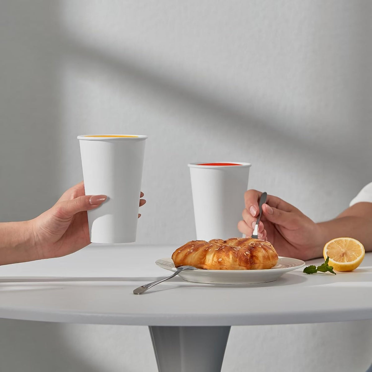 JOLLY PARTY 210 Pack 16 oz Disposable Paper Coffee Cup, Hot/Cold Beverage Drinking Cups for Water, White Paper Hot Coffee Cups