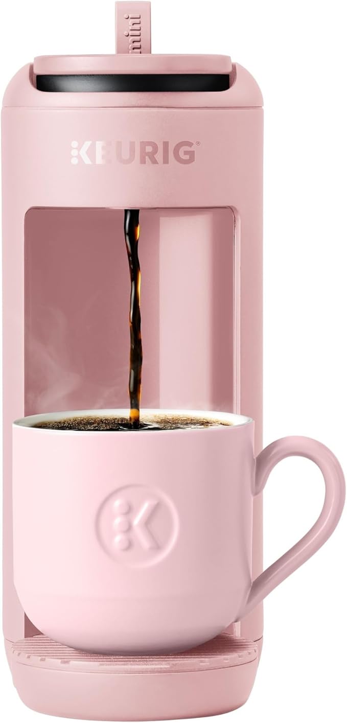 Keurig K-Mini Mate Single Serve K-Cup Pod Coffee Maker, Brews Up to 12 oz Cup, Compact Portable Coffee Machine for Small Spaces, Great for Dorms & Offices, Pink Sands