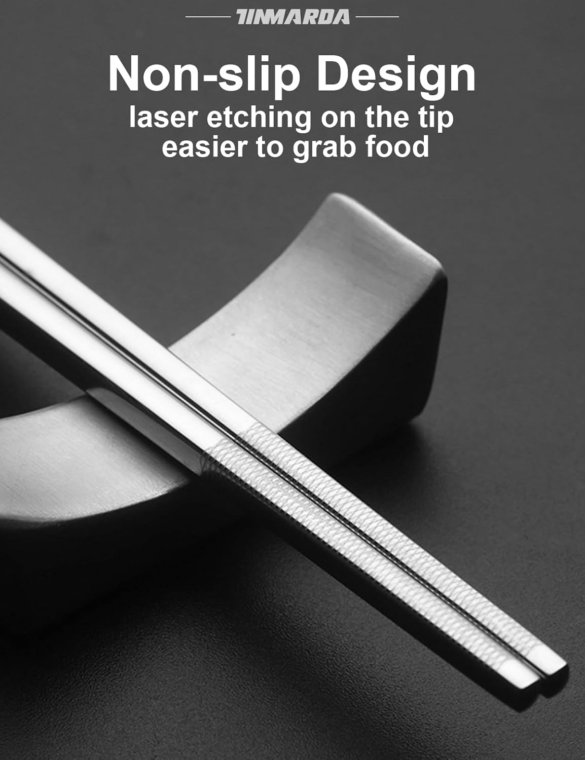 Metal Chopsticks Reusable, 3 Pairs Chop Sticks Reusable Dishwasher Safe, Titanium Plated Non-Slip Stainless Steel Chopsticks Present Set (Black Silver)