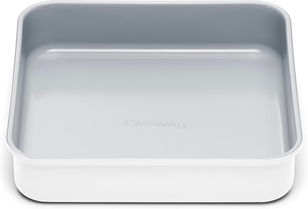Caraway Non-Stick Ceramic 9” Square Pan - Naturally Slick Ceramic Coating - Non-Toxic, PTFE & PFOA Free - Perfect for Brownies, Lemon Bars, Cakes, & More - White