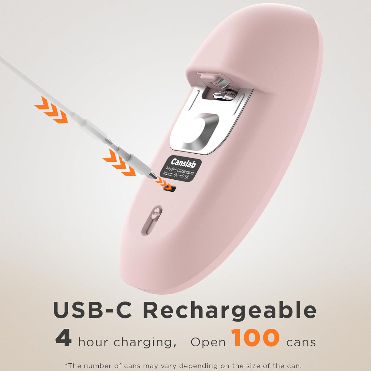 Ultrablde SE - USB Rechargeable Electric Can Opener for Kitchen for Seniors with Arthritis- Cordless Battery Powered Automatic, Side Cut, Smooth Edge, Handsfree, for Small or Large Cans, Pink