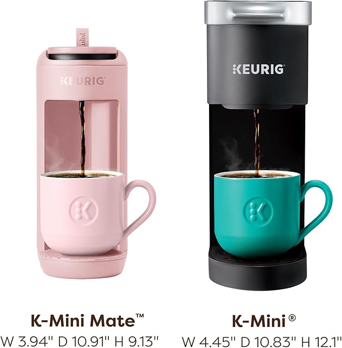 Keurig K-Mini Mate Single Serve K-Cup Pod Coffee Maker, Brews Up to 12 oz Cup, Compact Portable Coffee Machine for Small Spaces, Great for Dorms & Offices, Pink Sands