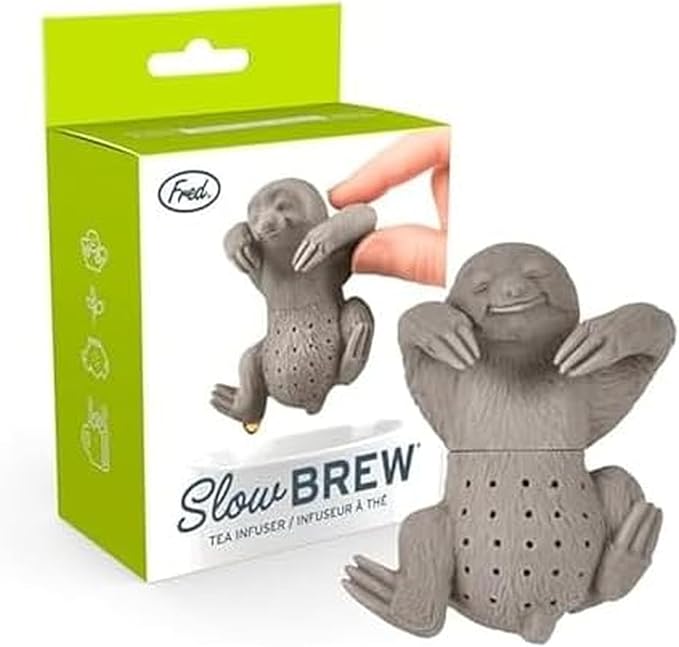 Genuine Fred, SLOW BREW, Sloth Resuable Silicone Tea Infuser, Gray, Fun Gift for Tea Lovers, Clever Kitchen Gadget