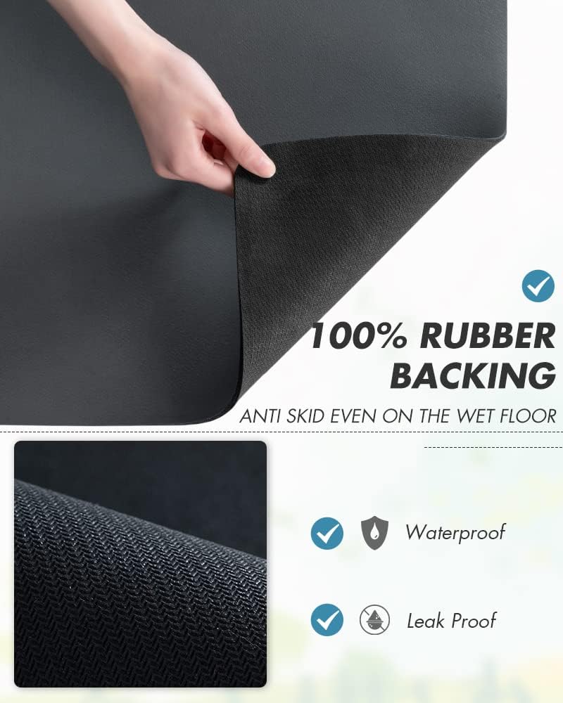 AMOAMI-Coffee Mat Hide Stain Rubber Backed Absorbent Dish Drying Mat for Kitchen Counter-Fit Under Coffee Bar Accessories Maker Machine Pot Espresso Machine Dish Rack