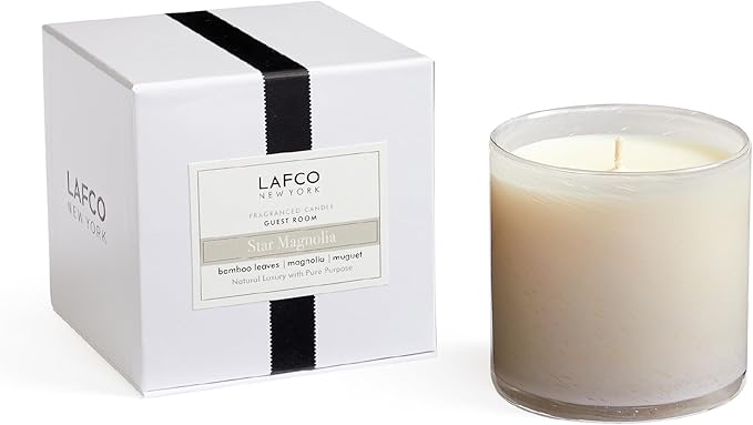 LAFCO New York Signature Candle, Star Magnolia - 15.5 oz - 90-Hour Burn Time - Reusable, Hand Blown Glass Vessel - Made in The USA