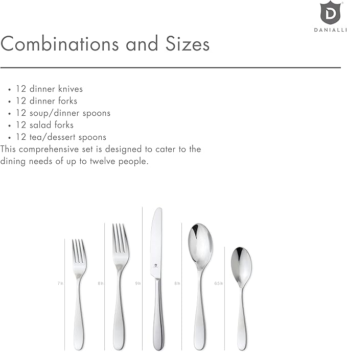 Matte Silverware Set, 18/10 Stainless Steel Satin Flatware, Modern Brushed Finish Cutlery, Dishwasher Safe & Durable, Built to Last (60-Piece, Fidenza)