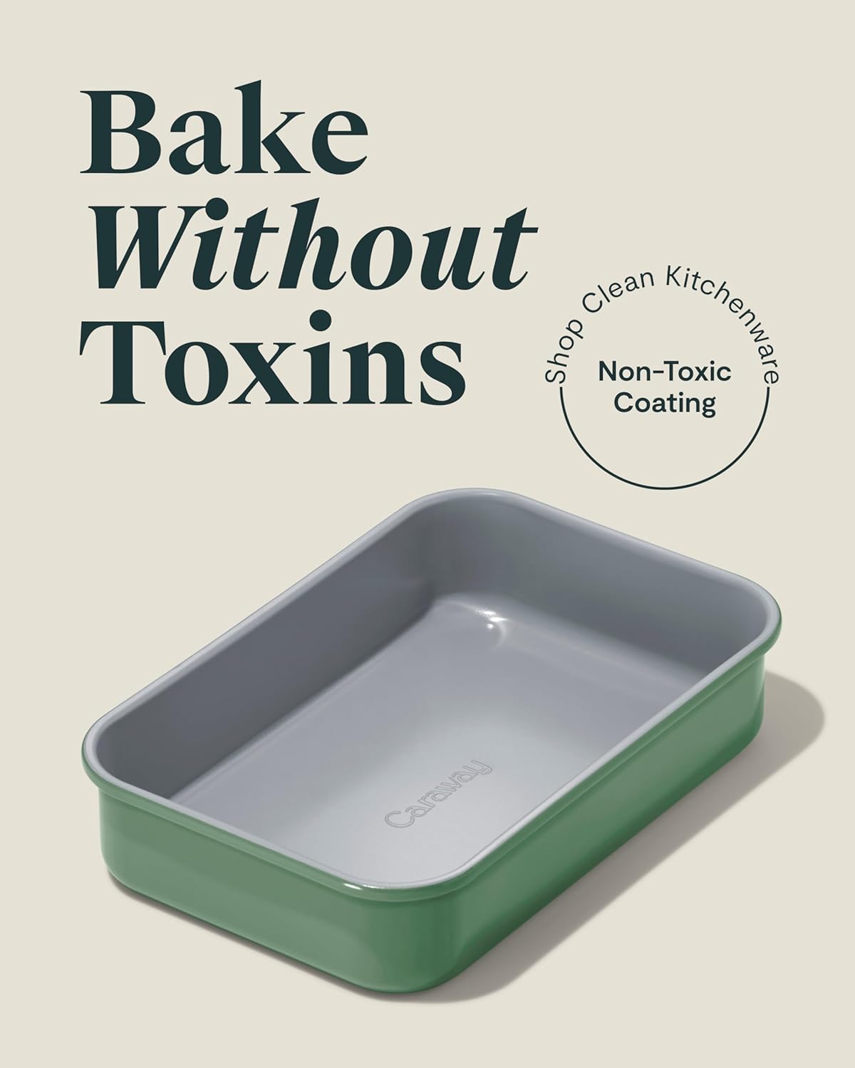 Caraway Nonstick 9” x 6.5” Small Rectangle Baking Pan Duo – Non-Toxic, PTFE & PFOA Free – Aluminized Steel Core – Deep Ceramic Baking Pan for Casseroles, Lasagna & More - Sage