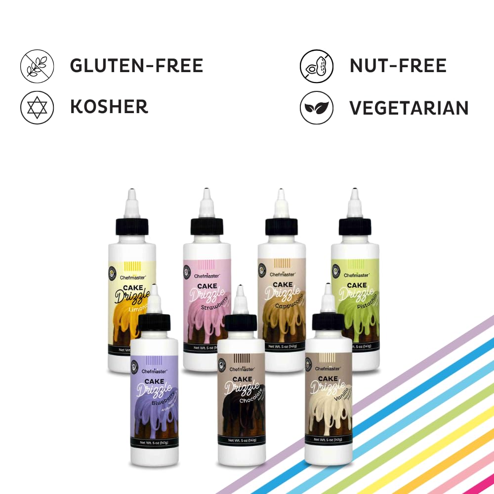 Pistachio-Flavored Cake Drizzle by Chefmaster, Edible Cake Drip Frosting for Decorating, Drip for Cakes, Cupcakes, Cookies, Donuts, 5 oz