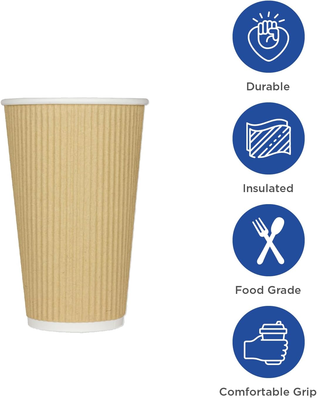 Karat 12 oz Ripple Insulated Coffee Cup [500 Count] Disposable Paper Hot Cup, Sturdy & Leak Proof, 90mm, No Lids