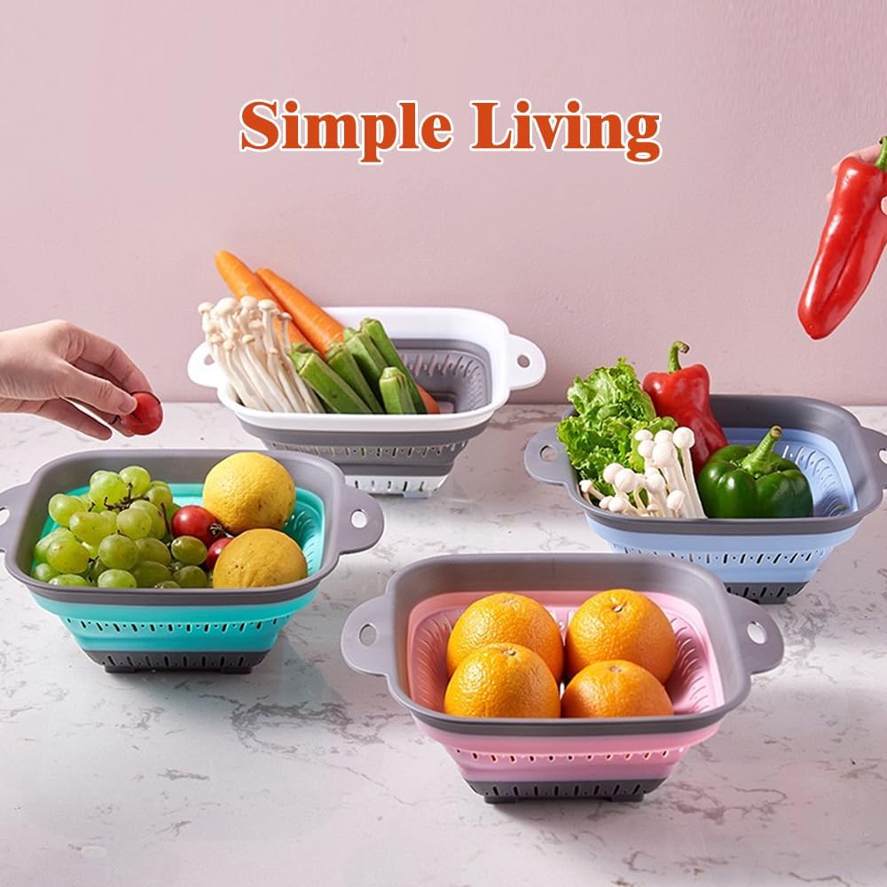 Collapsible Colander and Strainer,Silicone Strainer Colanders & Food Strainers,for Vegetable and Fruit, Kitchen Essentials (3, Pink, 1.3L+2.1L+2.5L)