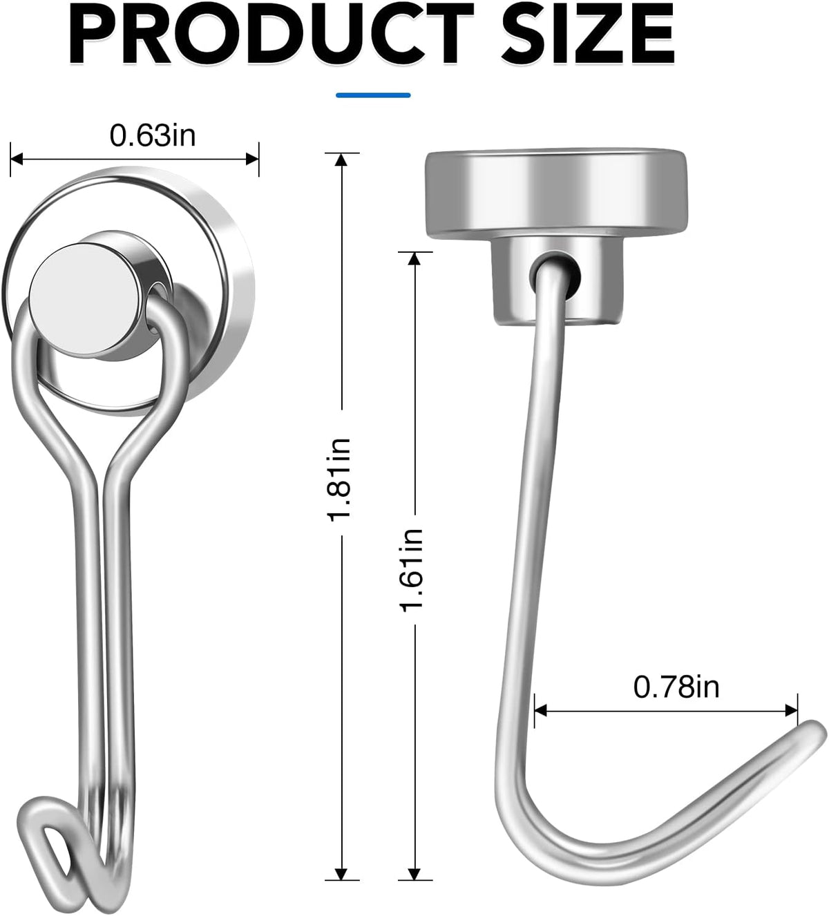 LOVIMAG Hooks, 30lbs+ Magnetic Magnet Hook 2025 Cruise Cabin Ship Essentials Heavy Duty Strong Refrigerator Fridge Hanging for Classroom Beach Vacation Kitchen Grills Home Mug Hanger (20 Pack), Silver