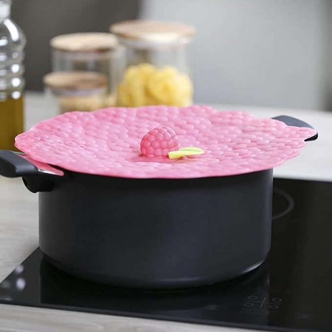 Charles Viancin - Berries Lid Gift-Box - Set of 4 Silicone Lids for Food Storage and Cooking - 11''/28cm + 9''/23cm + 8''/20cm + 4''/10cm - Airtight Seal on Any Smooth Rim Surface