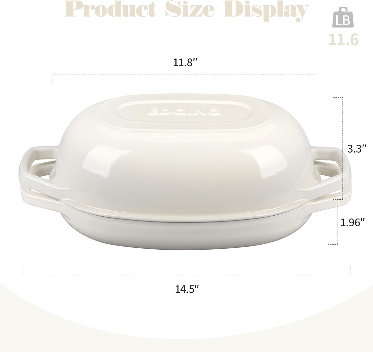 Enameled Cast Iron Dutch Oven Pot with Lid, Oval Dutch Oven for Bread Baking, Bread Oven for Homemade Sourdough Bread Baking, 5qt, White