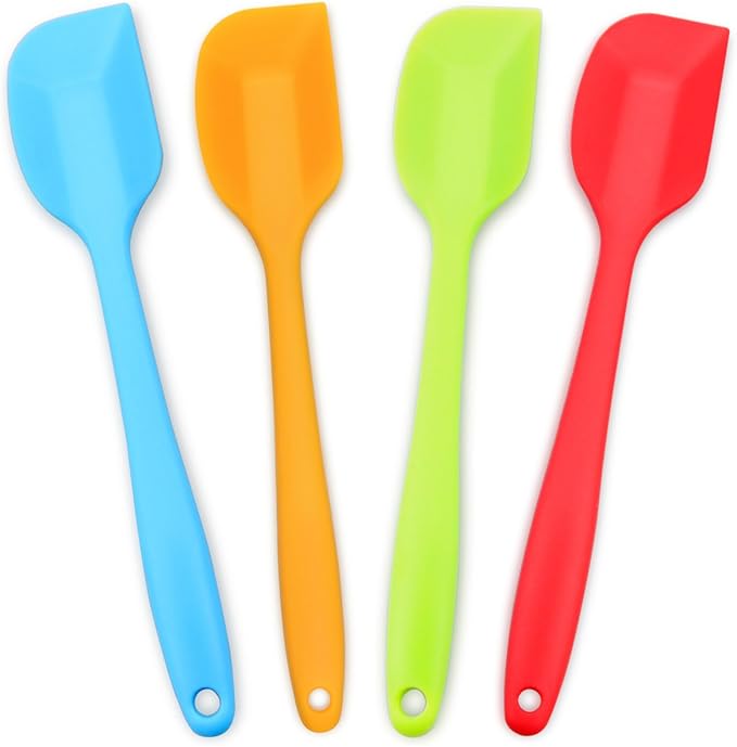 4-Piece Silicone Spatula, Heat-Resistant Non-stick Rubber Spatulas with Stainless Steel Core