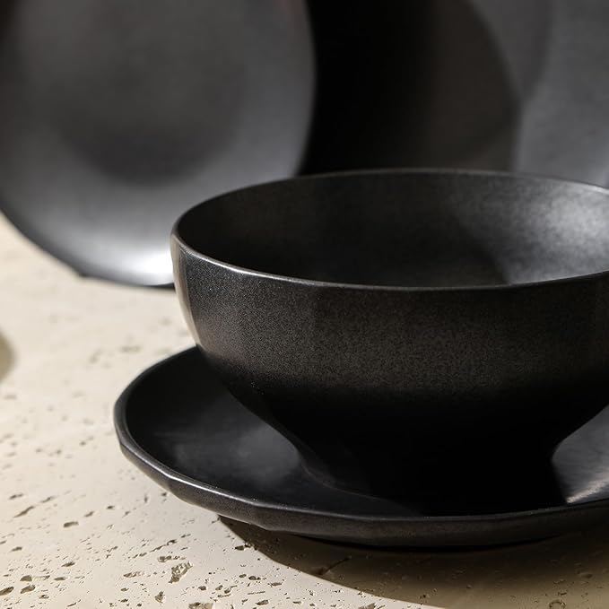 Stone Lain Rio 4-Piece Bowl Set Stoneware, Black