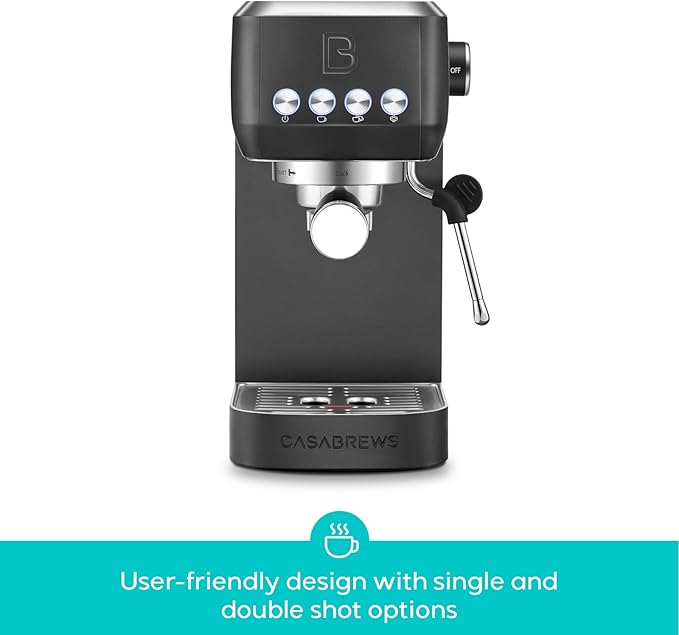 CASABREWS 3700 Essential Espresso Machine 20 Bar, Professional Espresso Coffee Machine with Steam Milk Frother, Coffee Maker Cappuccino Latte Machine with 43.9oz Removable Water Tank, Black
