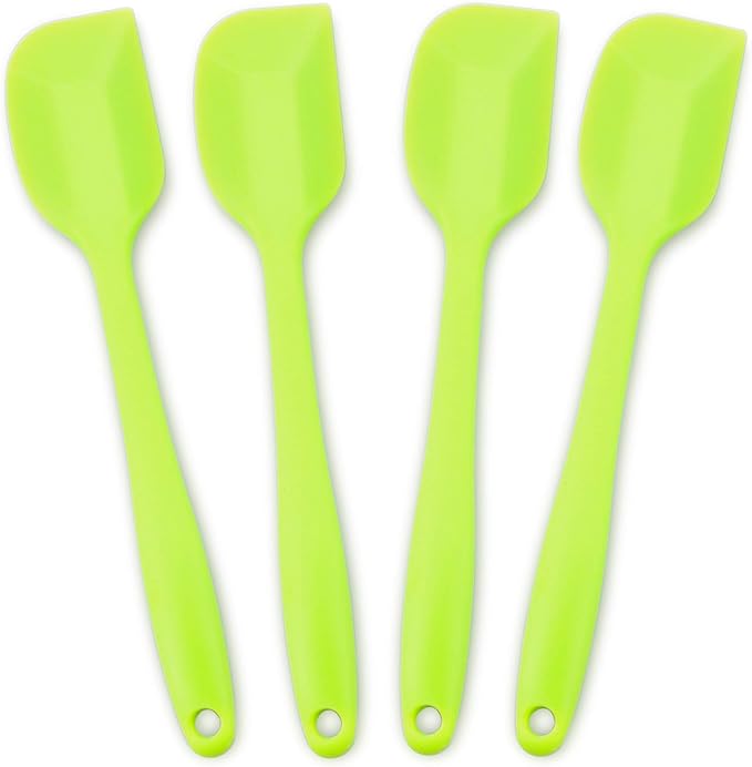 Silicone Spatula 4-piece Set, Heat-Resistant Non-stick Rubber Spatulas with Stainless Steel Core, Green